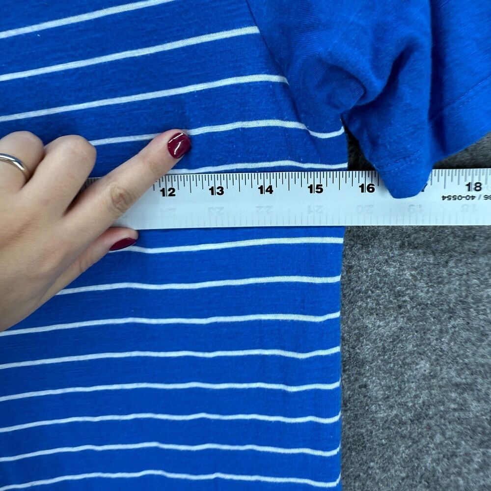 Dalia Dress Women S Small Blue Striped Shift Midi Short Sleeve Viscose Casual - Picture 5 of 7